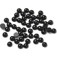 Natural Black Tourmaline Cabochons, Half Round, 2x1.5mm — Loose Gemstones