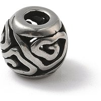 Perles Européennes en Acier Inoxydable 304, Rondelle avec Cœur, Argent Vieilli — Perles à bijoux
