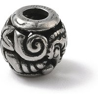 Perles Européennes Rondelle en Acier Inoxydable 304, Argent Antique