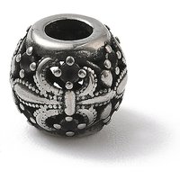 Perles Européennes Rondelle en Acier Inoxydable 304 avec Fleur de lis