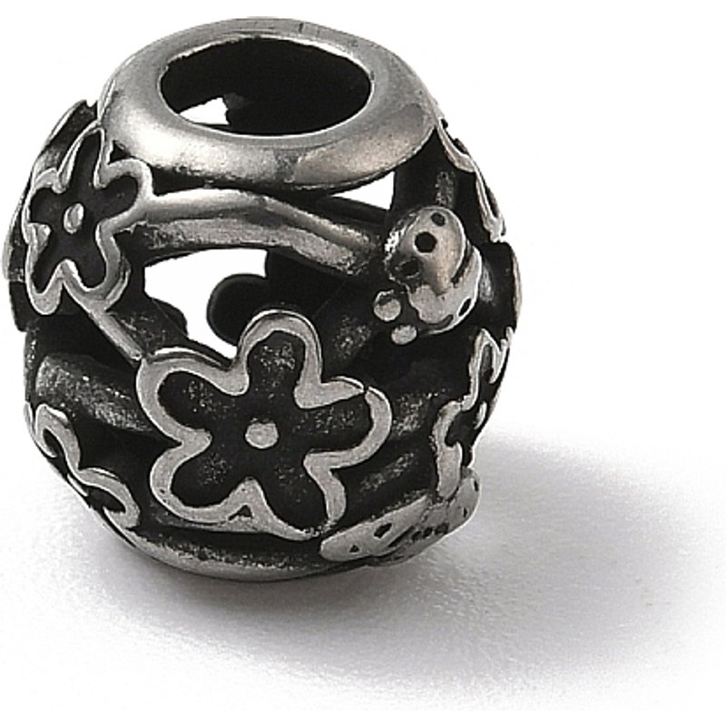 Perles Européennes en Acier Inoxydable 304, Rondelle avec Fleur, Argent Vieilli — Perles à bijoux
