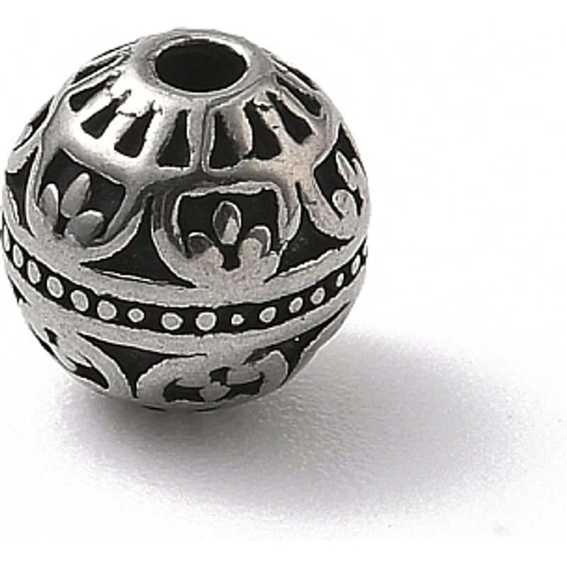 Perles rondes en acier inoxydable 304, argent antique, 8x8,5mm — Perles à bijoux