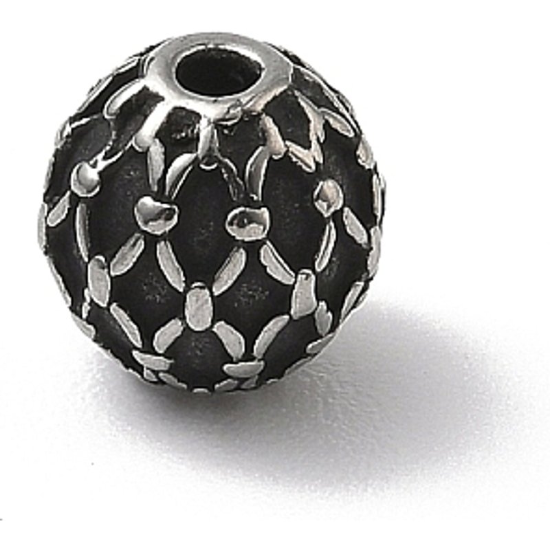 Perles rondes en acier inoxydable 304, argent antique, 8mm — Perles à bijoux