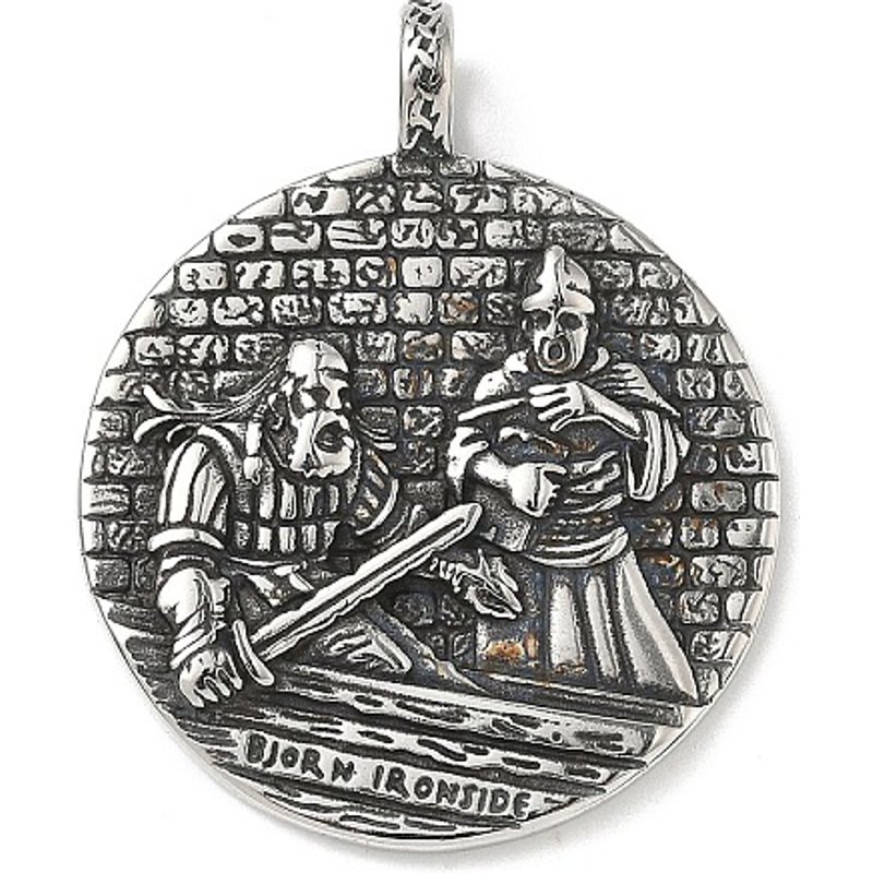 Pendentif rond plat en acier inoxydable 304 avec Harald Fairhair King — Breloques et pendentifs