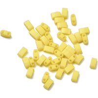 2-Hole Baking Paint Glass Seed Beads, Rectangle, Yellow