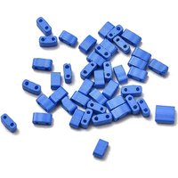 2-Hole Baking Paint Glass Seed Beads, Rectangle, Blue — Jewelry Beads