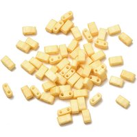 2-Hole Baking Paint Glass Seed Beads, Rectangle, Pale Goldenrod