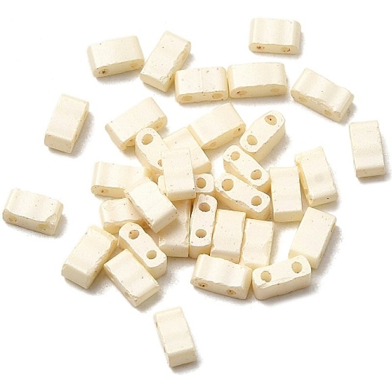 2-Hole Baking Paint Glass Seed Beads, Rectangle, Old Lace — Jewelry Beads