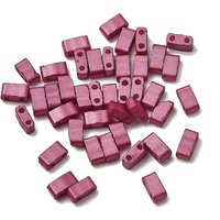 2-Hole Baking Paint Glass Seed Beads, Rectangle, Old Rose — Jewelry Beads