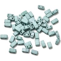 2-Hole Baking Paint Glass Seed Beads, Rectangle, Pale Turquoise — Jewelry Beads