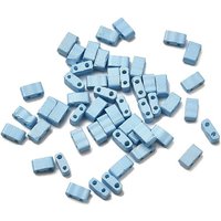 2-Hole Baking Paint Glass Seed Beads, Rectangle, Sky Blue