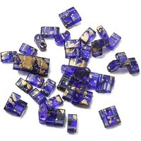 2-Hole Transparent Glass Seed Beads, Antique Style, Slate Blue
