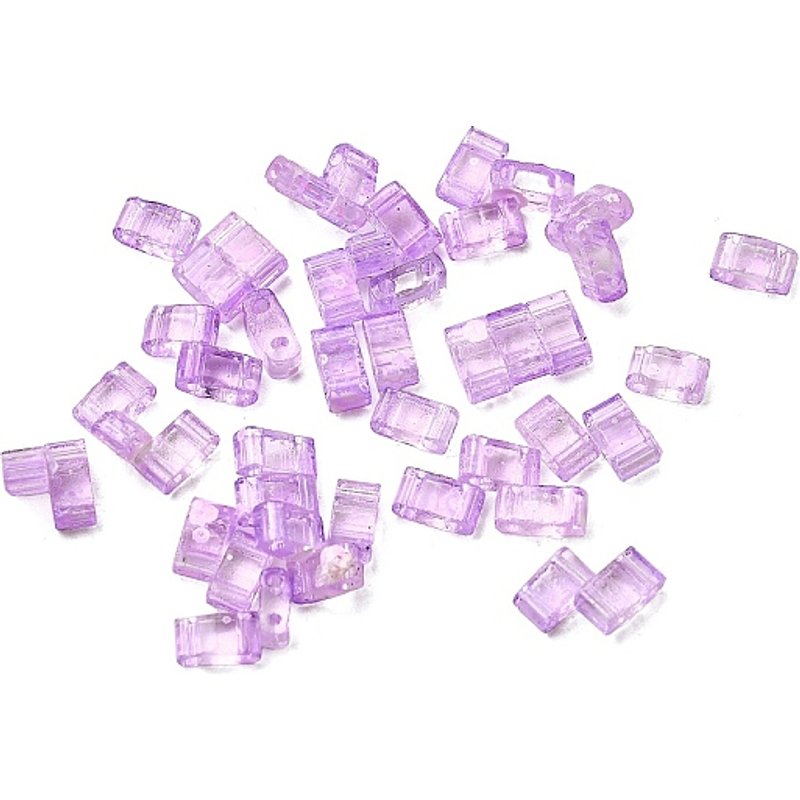 2-Hole Transparent Glass Seed Beads, Antique Style, Purple — Jewelry Beads