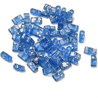 2-Hole Transparent Glass Seed Beads, Antique Style, Blue