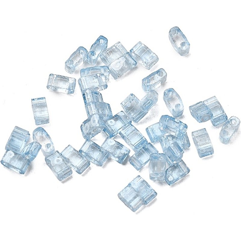 2-Hole Transparent Glass Seed Beads, Antique Style, Light Blue — Jewelry Beads
