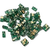2-Hole Transparent Glass Seed Beads, Antique Style, Green — Jewelry Beads