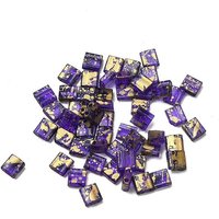 2-Hole Transparent Glass Seed Beads, Antique Square, Purple — Jewelry Beads