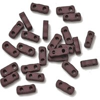 2-Hole Baking Paint Glass Seed Beads, Rectangle, Coconut Brown — Jewelry Beads
