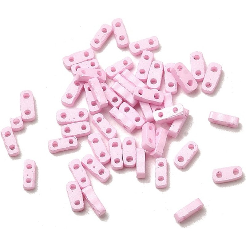 2-Hole Baking Paint Glass Seed Beads, Rectangle, Lavender Blush