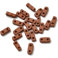 2-Hole Baking Paint Glass Seed Beads, Rectangle, Saddle Brown — Jewelry Beads