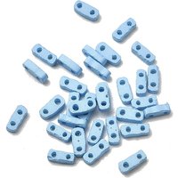 2-Hole Baking Paint Glass Seed Beads, Rectangle, Light Sky Blue