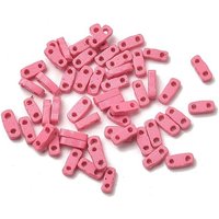 2-Hole Baking Paint Glass Seed Beads, Rectangle, Pink — Jewelry Beads