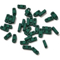 2-Hole Baking Paint Glass Seed Beads, Rectangle, Green
