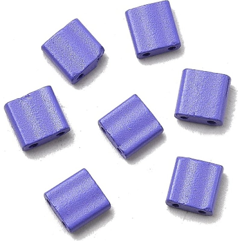 2-Hole Baking Paint Glass Seed Beads, Square, Slate Blue — Jewelry Beads