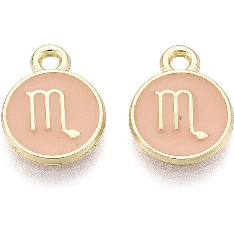 Charm en alliage et émail, rond plat Scorpion, or clair — Breloques et pendentifs