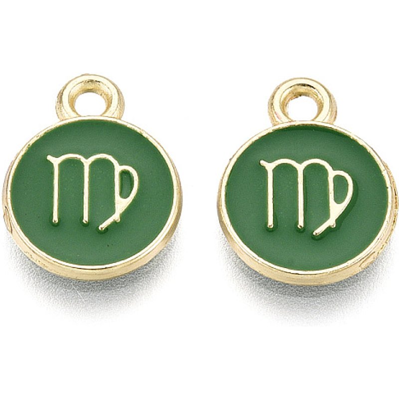 Charm en alliage et émail, rond plat Vierge, or clair — Breloques et pendentifs