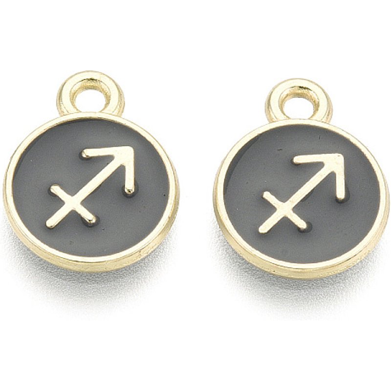 Alloy and Enamel Charms - Flat Round Sagittarius Constellation — Charms & Pendants