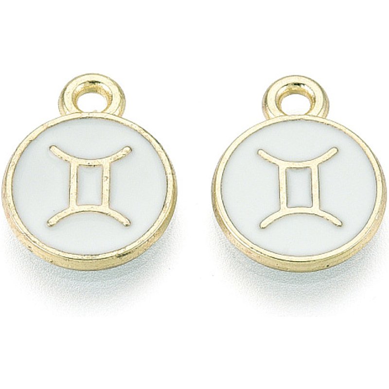 Charms en alliage et émail, constellation des Gémeaux, or clair — Breloques et pendentifs