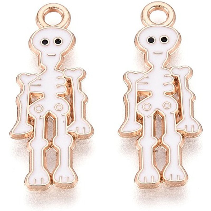 Pendentif en Alliage et Émail Thème Halloween, Crâne en Or Clair — Breloques et pendentifs