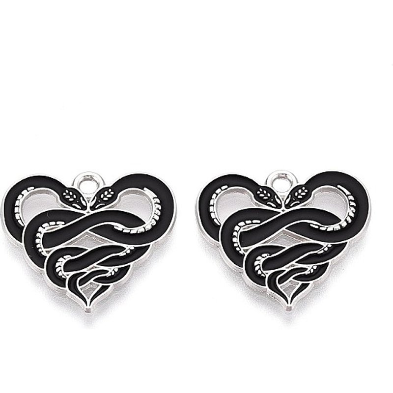 Halloween Heart Alloy and Enamel Pendant, Platinum, 20x22mm — Charms & Pendants