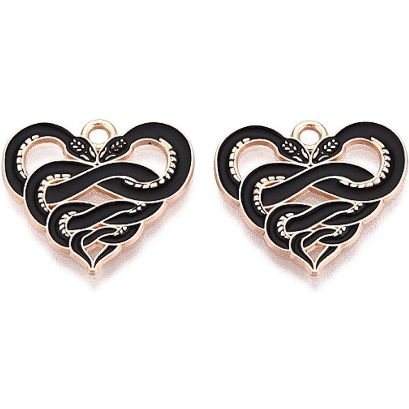 Pendants en forme de cœur thème Halloween en or léger, 20x22mm — Breloques et pendentifs