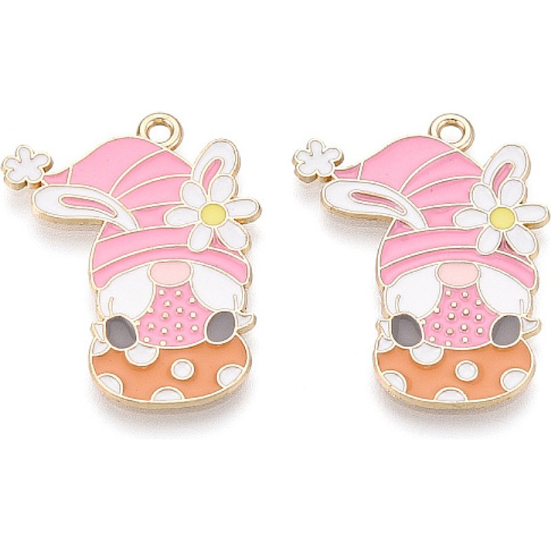 Pendentif en forme de lapin de Noël en or clair et rose perle — Breloques et pendentifs