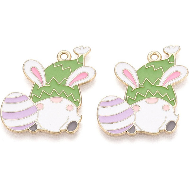 Pendentif en forme de lapin de Noël en or clair et vert clair — Breloques et pendentifs