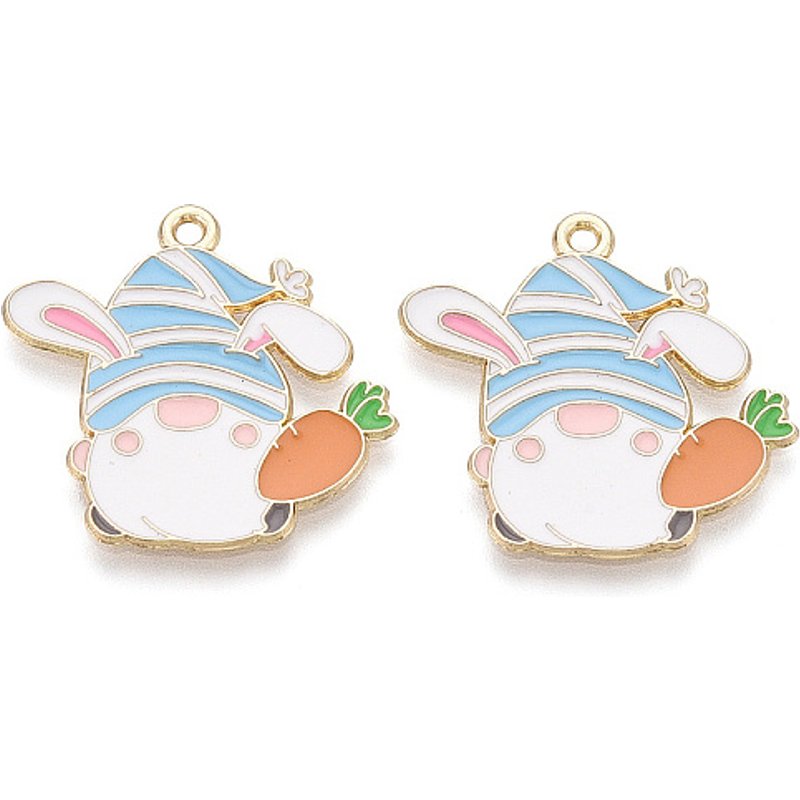 Pendentif en forme de lapin de Noël en or clair et bleu ciel — Breloques et pendentifs