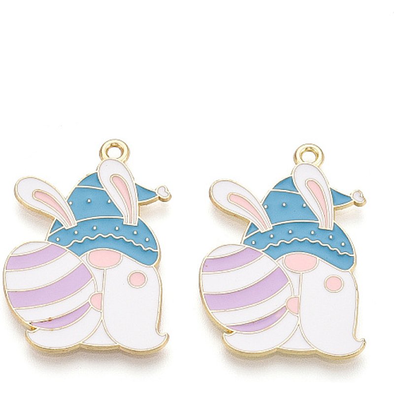 Pendentif en forme de lapin de Noël en or léger et bleu ciel — Breloques et pendentifs