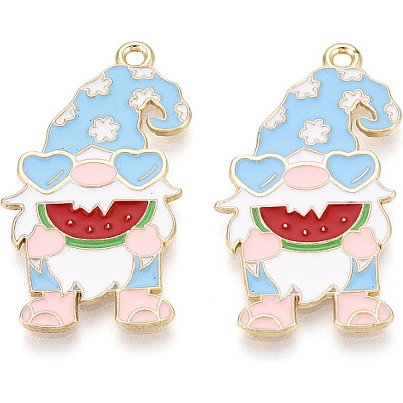 Santa Claus with Watermelon Alloy and Enamel Pendant