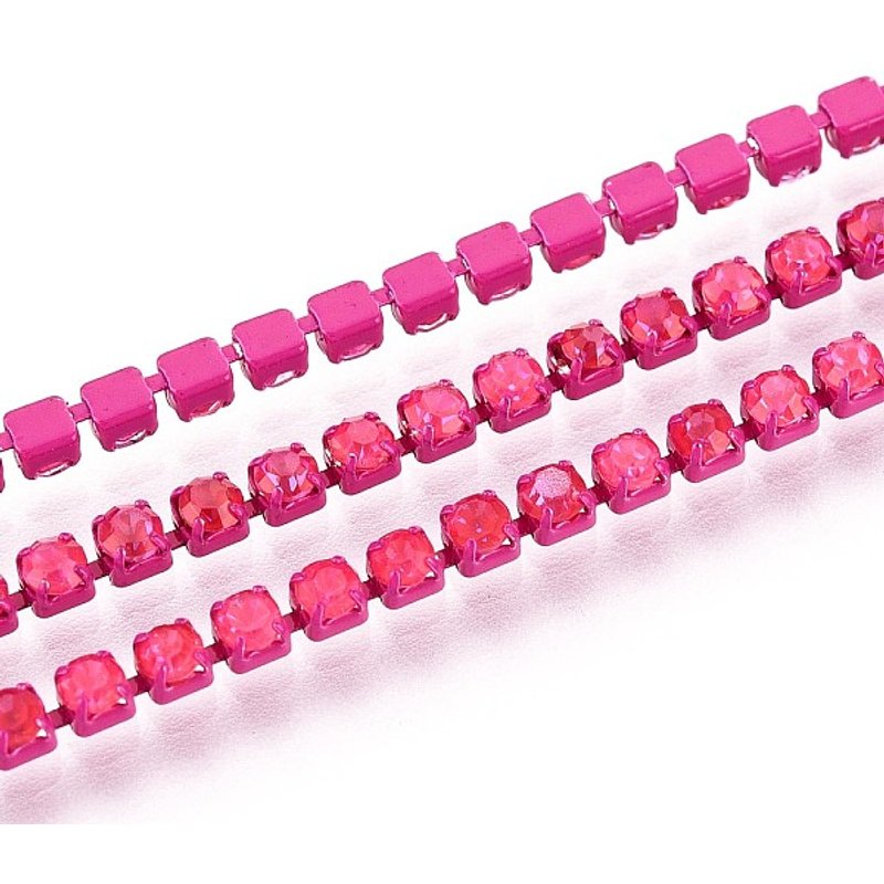 Iron Rhinestone Cup Chains with Spool, Cerise, 29.99 Feet — Chains, Wire & Cord