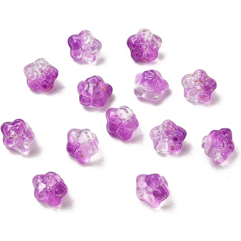 Petunia Transparent Glass Beads with Glitter Powder, Purple