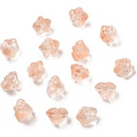 Transparent Glass Beads, Petunia, Orange with Glitter Powder
