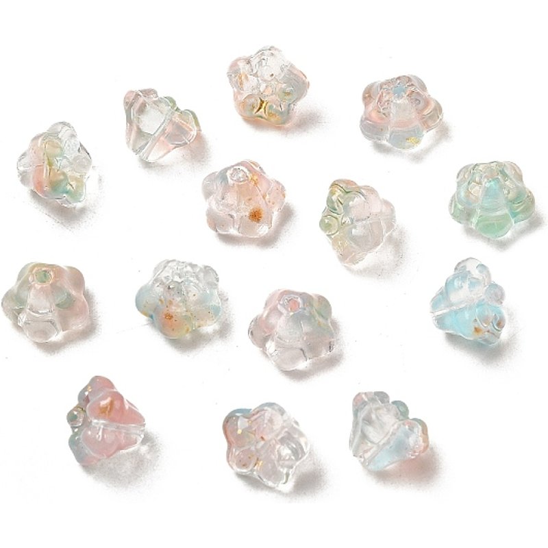Petunia Transparent Glass Beads with Glitter Powder, 1526pcs