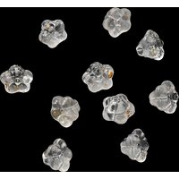 Transparent Glass Beads Petunia with Glitter Powder, Clear — Jewelry Beads