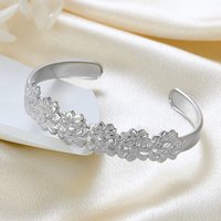 304 Stainless Steel Flower Cuff Bracelet for Women — Bracelet Women