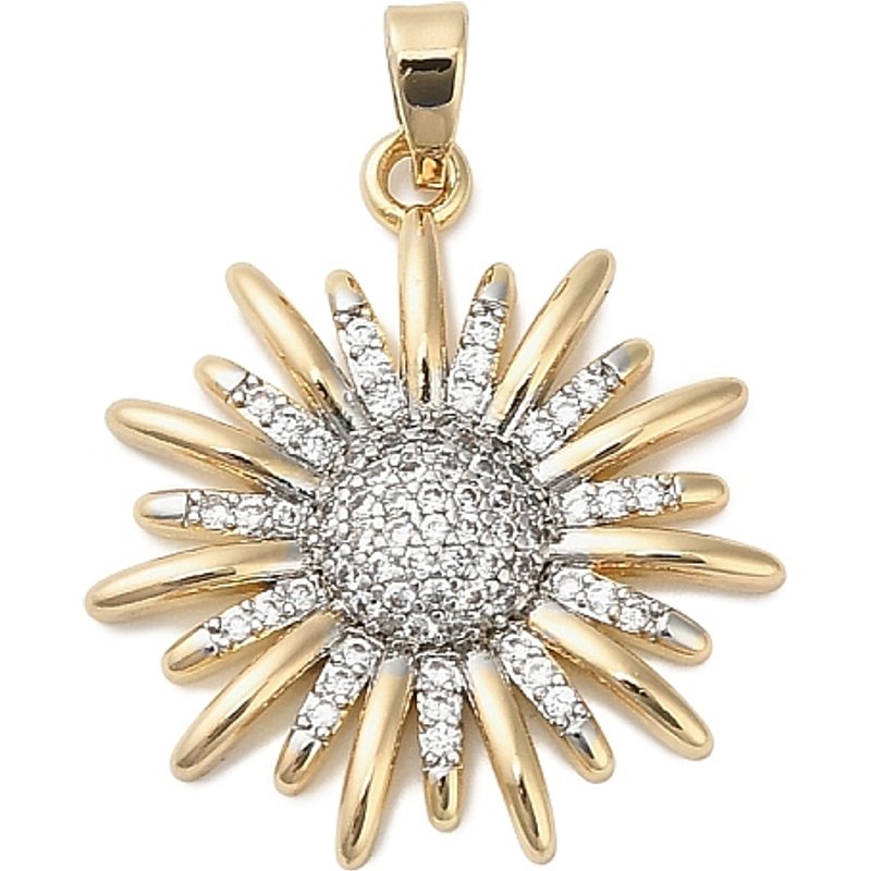 Brass Micro Pave Cubic Zirconia Sun Pendant in Platinum and Gold — Charms & Pendants