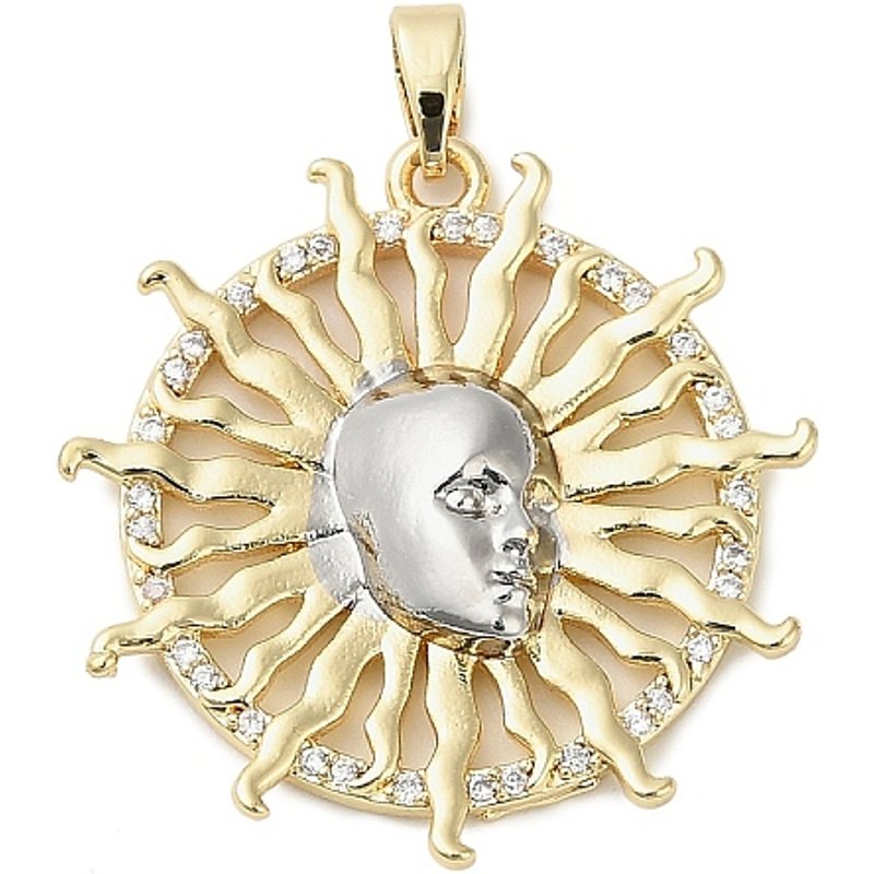 Brass Micro Pave Cubic Zirconia Sun Pendant in Platinum and Gold — Charms & Pendants
