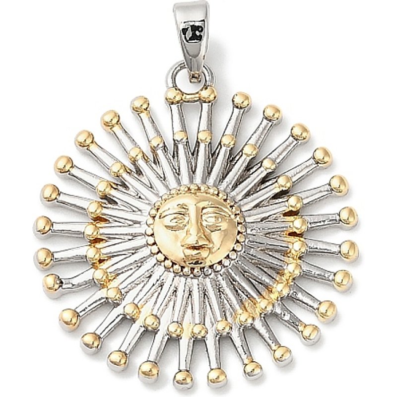 Brass Sun Pendants in Platinum and Gold, 25.5x23.5mm — Charms & Pendants