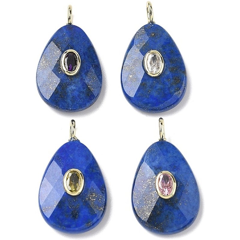 Pendentifs en Lapis Lazuli Teardrop Teints avec Trouvailles en Laiton — Breloques et pendentifs
